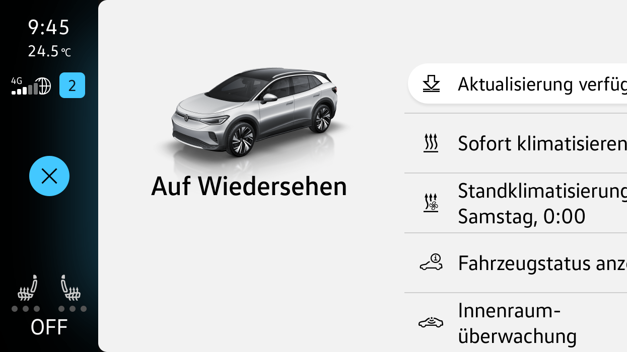 Darstellung des Bildschirms: Der ID. informiert im Infotainment-System, sobald ein neues Update verfügbar ist