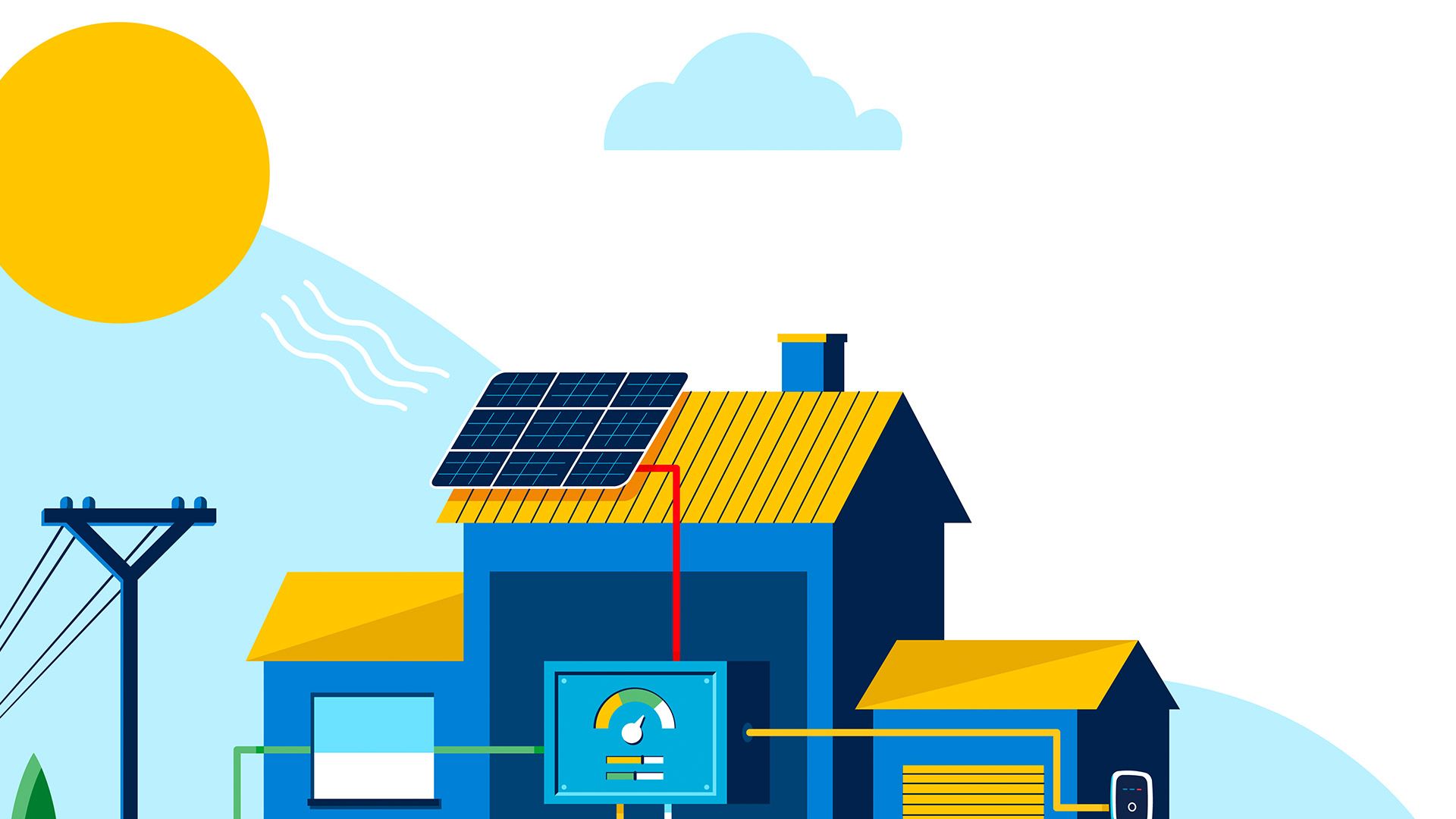 Ilustração mobilidade elétrica e sistemas inteligentes de gestão de energia