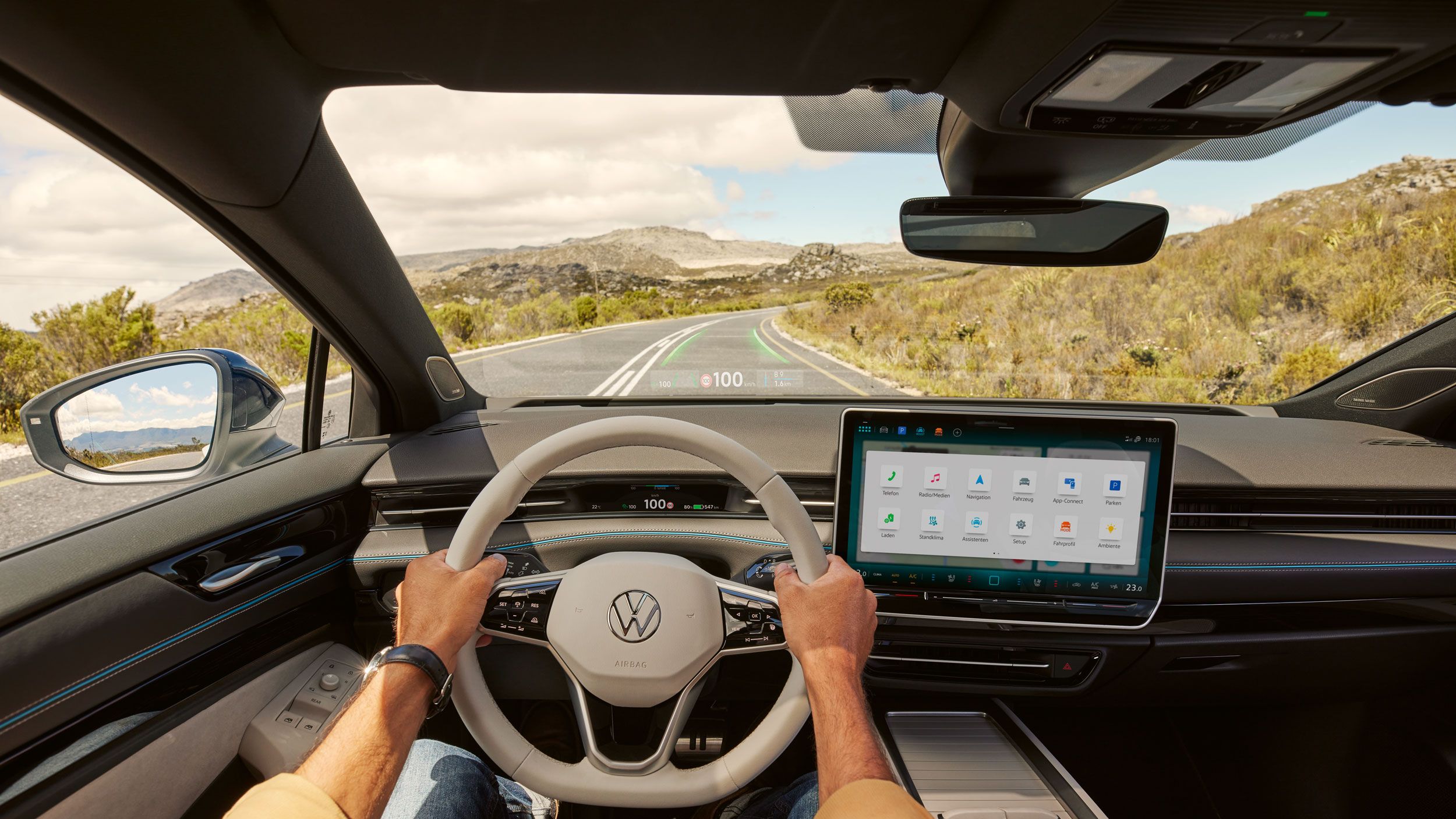 Vista para o AR head-up display no VW ID.7 